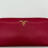 Prada Saffiano Leather Zippy Wallet red