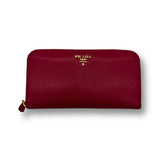 Prada Saffiano Leather Zippy Wallet red
