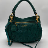 Miu Miu Leather Matelasse Shoulder Bag Turquoise
