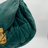 Miu Miu Leather Matelasse Shoulder Bag Turquoise