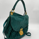 Miu Miu Leather Matelasse Shoulder Bag Turquoise