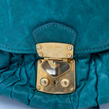 Miu Miu Leather Matelasse Shoulder Bag Turquoise