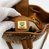 MCM Visetos Studded Drawstring Bucket Bag