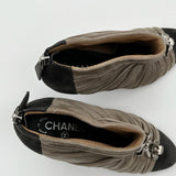 Chanel Silver Camellia Grey Suede Leather Heels 38