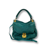 Miu Miu Leather Matelasse Shoulder Bag Turquoise