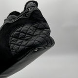 Chanel Black Quilted Aged Leather And Calfhair Drawstring Tote Bag