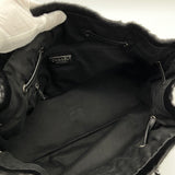 Chanel Black Quilted Aged Leather And Calfhair Drawstring Tote Bag