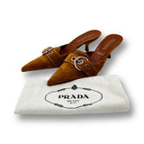 Prada Spring 2002 Suede Mules Cognac 38 1/2