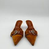 Prada Spring 2002 Suede Mules Cognac 38 1/2