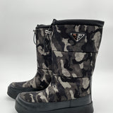 Prada Camouflage Print Nylon Snow Boots