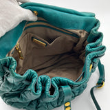 Miu Miu Leather Matelasse Shoulder Bag Turquoise
