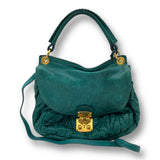 Miu Miu Leather Matelasse Shoulder Bag Turquoise