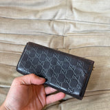 Gucci Monogram GG Leather Wallet with Chain