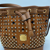 MCM Visetos Studded Drawstring Bucket Bag