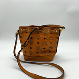MCM Visetos Studded Drawstring Bucket Bag