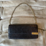 Gucci Monogram GG Leather Wallet with Chain
