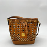 MCM Visetos Studded Drawstring Bucket Bag