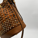 MCM Visetos Studded Drawstring Bucket Bag