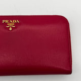 Prada Saffiano Leather Zippy Wallet red