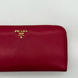 Prada Saffiano Leather Zippy Wallet red