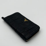 Prada Gaufre Leather Zippy Wallet Black
