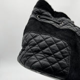 Chanel Black Quilted Aged Leather And Calfhair Drawstring Tote Bag