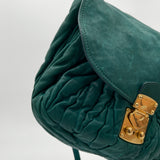 Miu Miu Leather Matelasse Shoulder Bag Turquoise