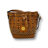 MCM Visetos Studded Drawstring Bucket Bag