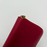 Prada Saffiano Leather Zippy Wallet red