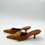 Prada Spring 2002 Suede Mules Cognac 38 1/2