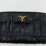 Prada Gaufre Leather Zippy Wallet Black
